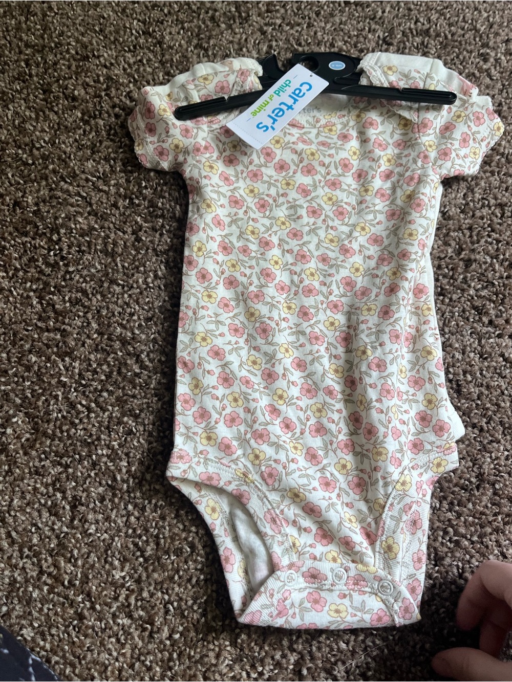 Carter's Floral Short-Sleeve Baby One-Piece — Pink & Cream